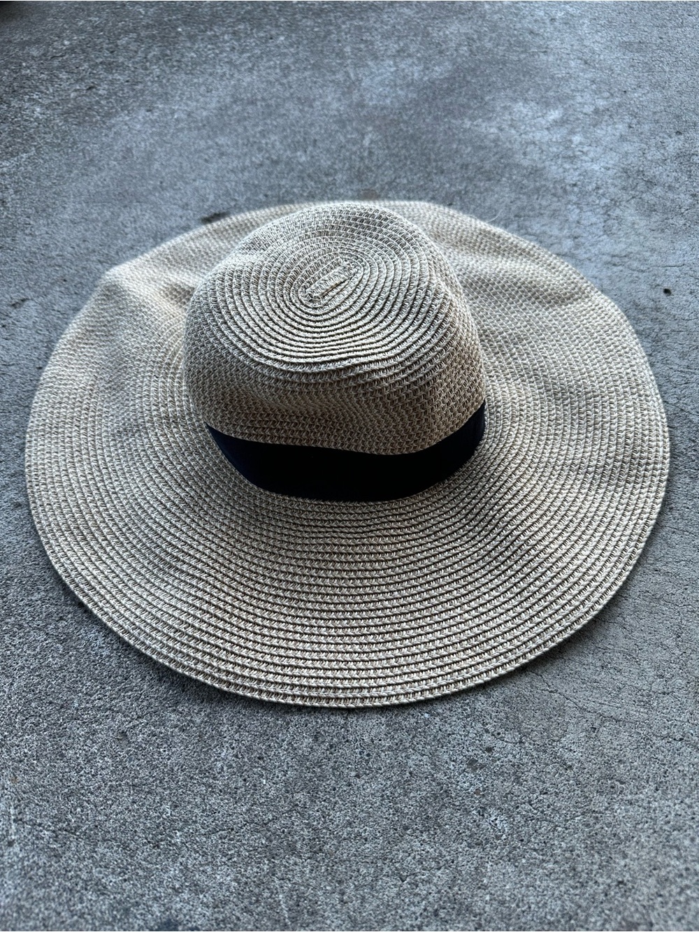 David & Young Classic  Beige Straw Sun Hat with Black Band